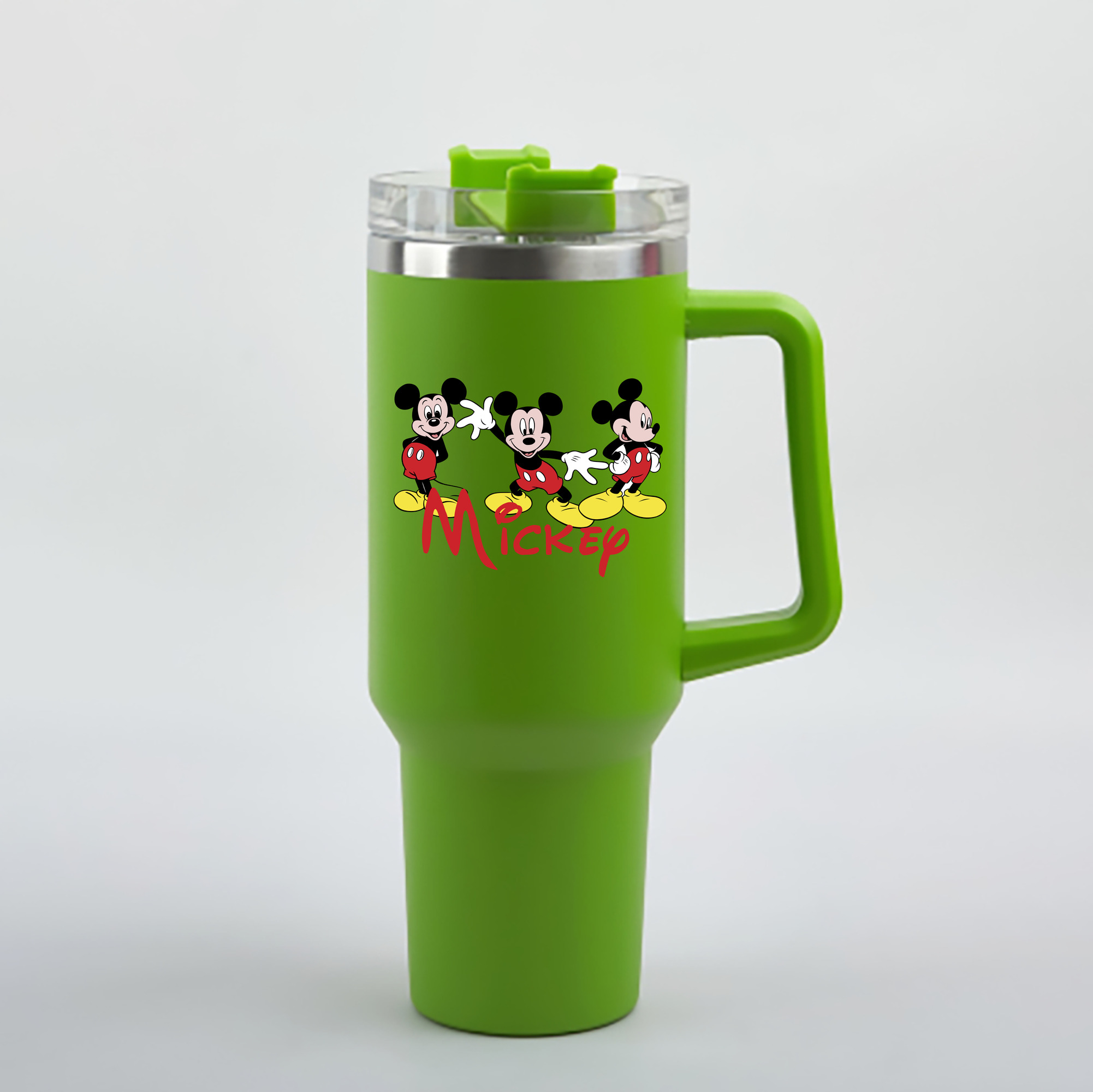（画像用） ミッキーマウス Mickey Mouse 1200mL車用タンブラー - クリスタルステッカー（プラスチックストロー付き）